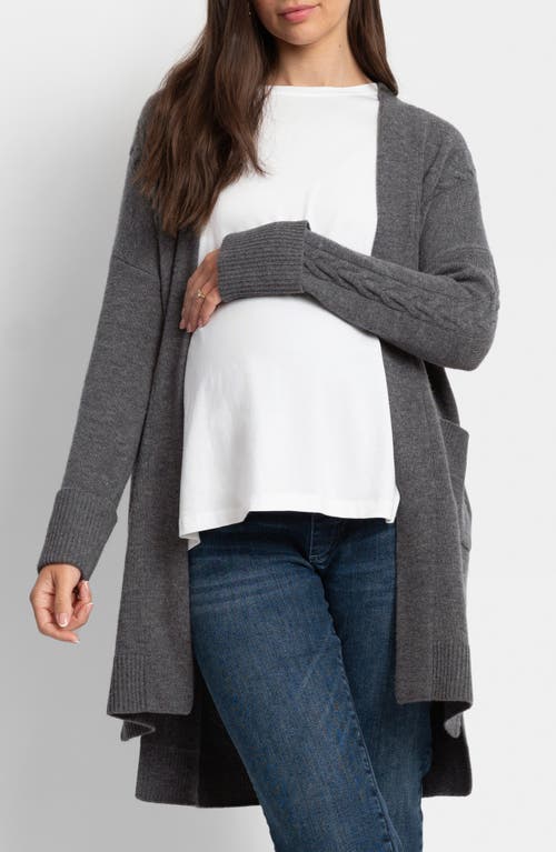 Shop Seraphine Wool Maternity Cardigan In Charcoal Marl