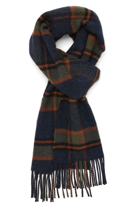 Double Rl Pierson Plaid Wool Scarf In Navy Plaid Multi