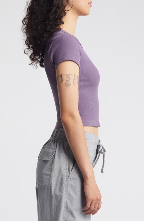 Shop Bp. Compact Rib Crop Baby Tee In Purple Montana