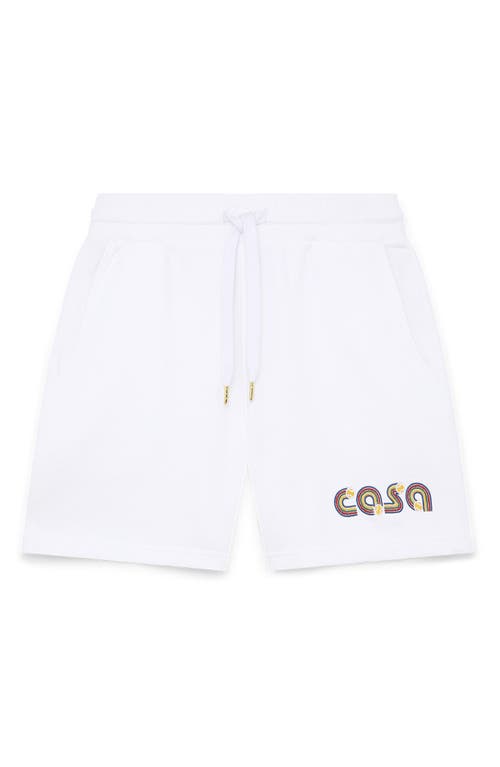 Casablanca Tennis Logo Embroidered Organic Cotton Sweat Shorts in White at Nordstrom, Size Medium