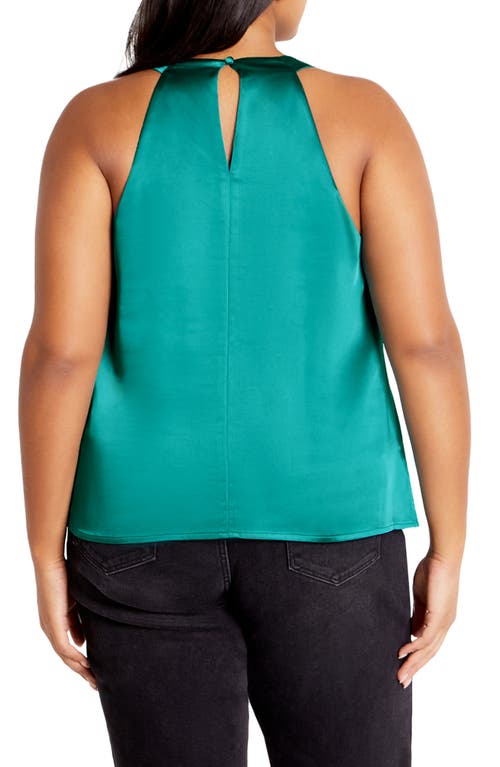 Shop City Chic Perri Cowl Neck Satin Tank In Peacock