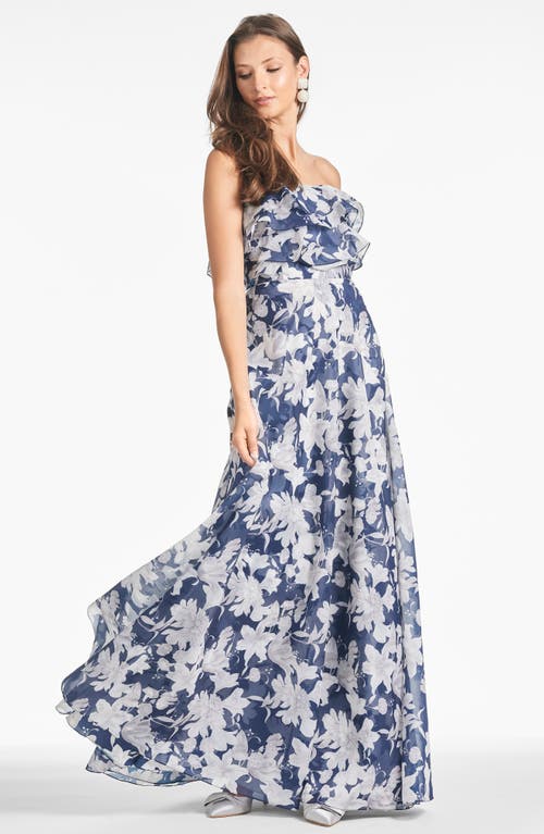 Sachin & Babi Women's Frivolla Ruffled Printed-organza Gown In Alto Blu Fiore