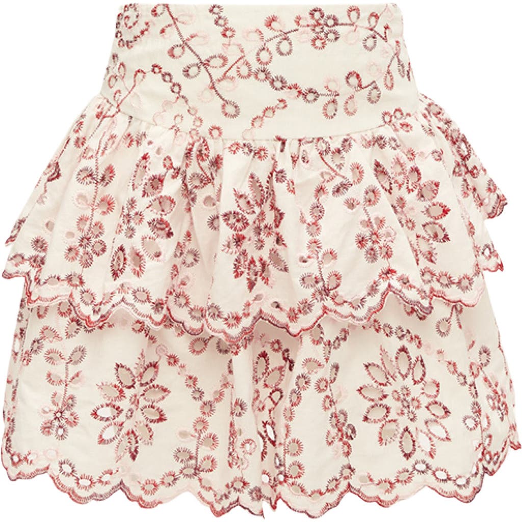 Shop Bardot Junior Kids' Amelia Broderie Skirt In Red/white