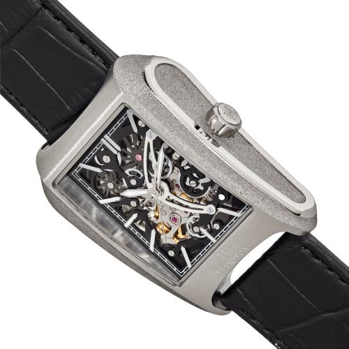 Shop Heritor Automatic Wyatt Skeleton Watch In Silver/black