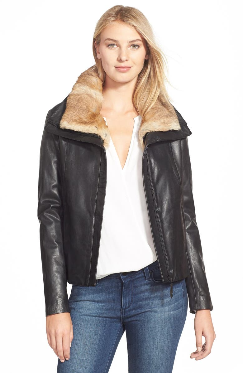 Soia & Kyo Lambskin Leather Jacket with Detachable Genuine Rabbit Fur ...