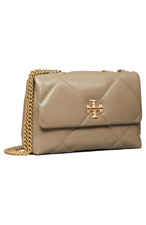 Shop Tory Burch Small Kira Diamond Quilted Convertible Leather Shoulder Bag In Taupe Oak