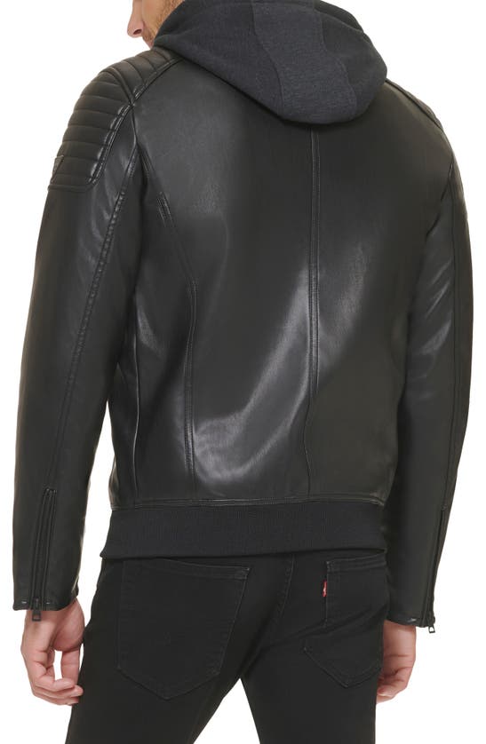 Guess Men's Fauxleather Detachablehood Motorcycle Jacket In Black ModeSens