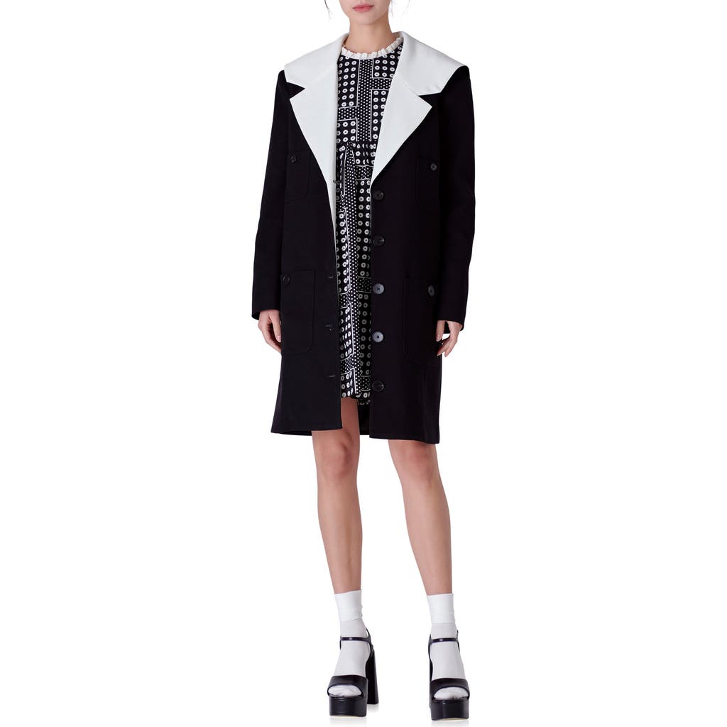 English Factory Sailor Collar Coat In Black/white
