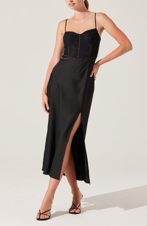 Shop Astr The Label Lace Bustier Sleeveless Midi Dress In Black