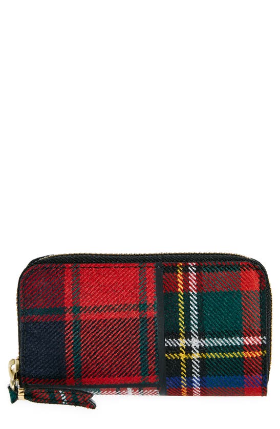 Shop Comme Des Garçons Wallets Patchwork Tartan Zip Wallet In Red