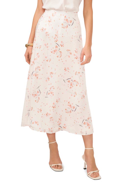 Floral Print Midi Skirt in New Ivory