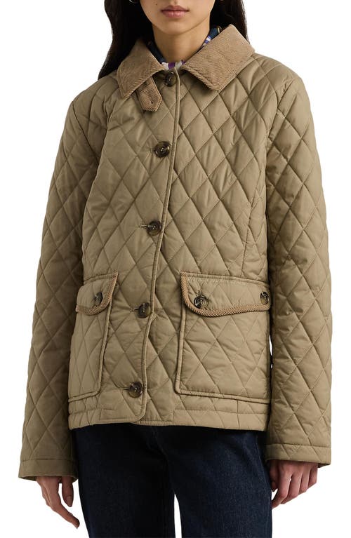 Lauren Ralph Lauren Quilted Corduroy Contrast Jacket In Birch Tan