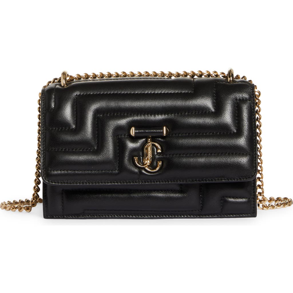 Jimmy Choo Avenue Bohemia Quilted Leather Shoulder Bag In Black/light Gold