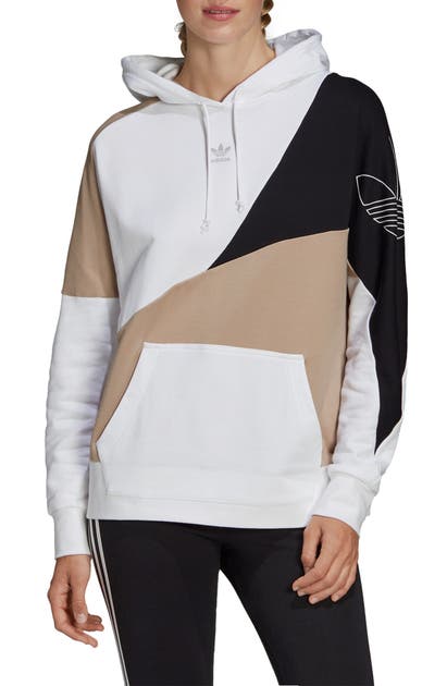 Shop Adidas Originals Og Colorblock Hoodie In White Trace Khaki Black