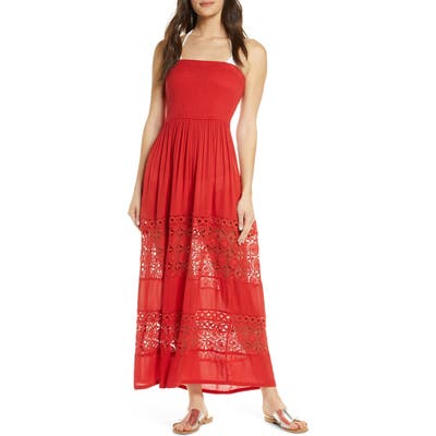 Chelsea28 Farrah Smocked Cover-Up Maxi Dress, Red