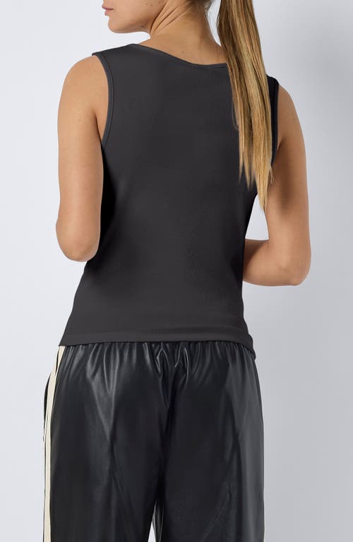 Noisy May Judy Stretch Organic Cotton Rib Tank In Obsidian Detailwash