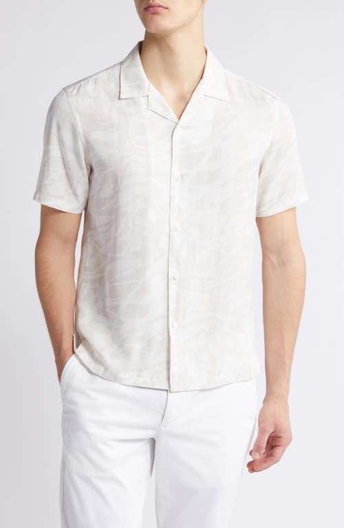 Theory Irving Abstract Print Camp Shirt Sand Multi at Nordstrom,