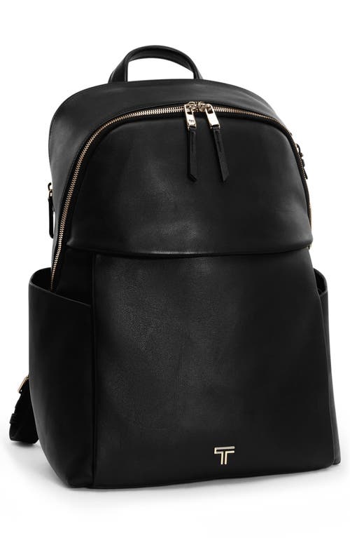Tumi Raina Leather Backpack In Black/light Gold