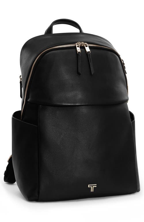 Shop Tumi Raina Leather Backpack In Black/light Gold