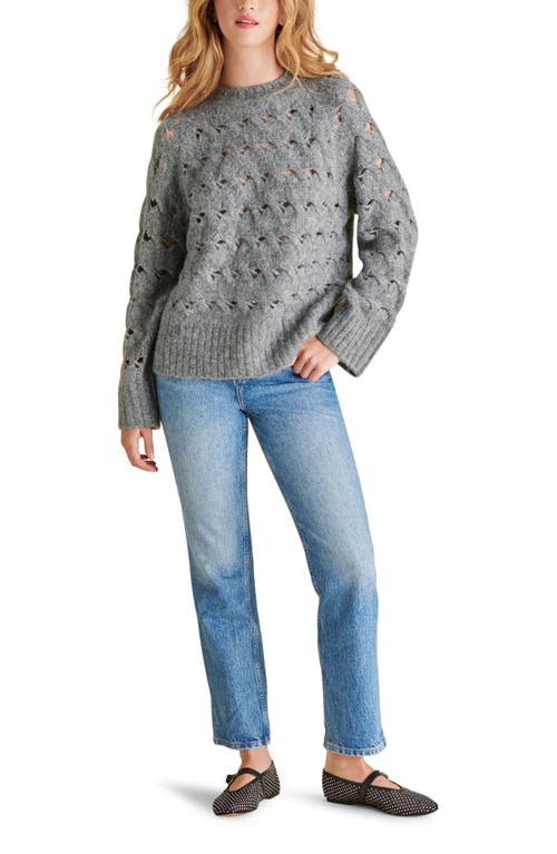 Shop Steve Madden Sonora Open Stitch Sweater In Heather Grey