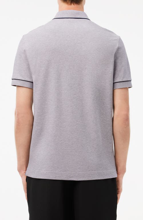 Shop Lacoste Regular Fit Tipped Piqué Polo In Silver Chine