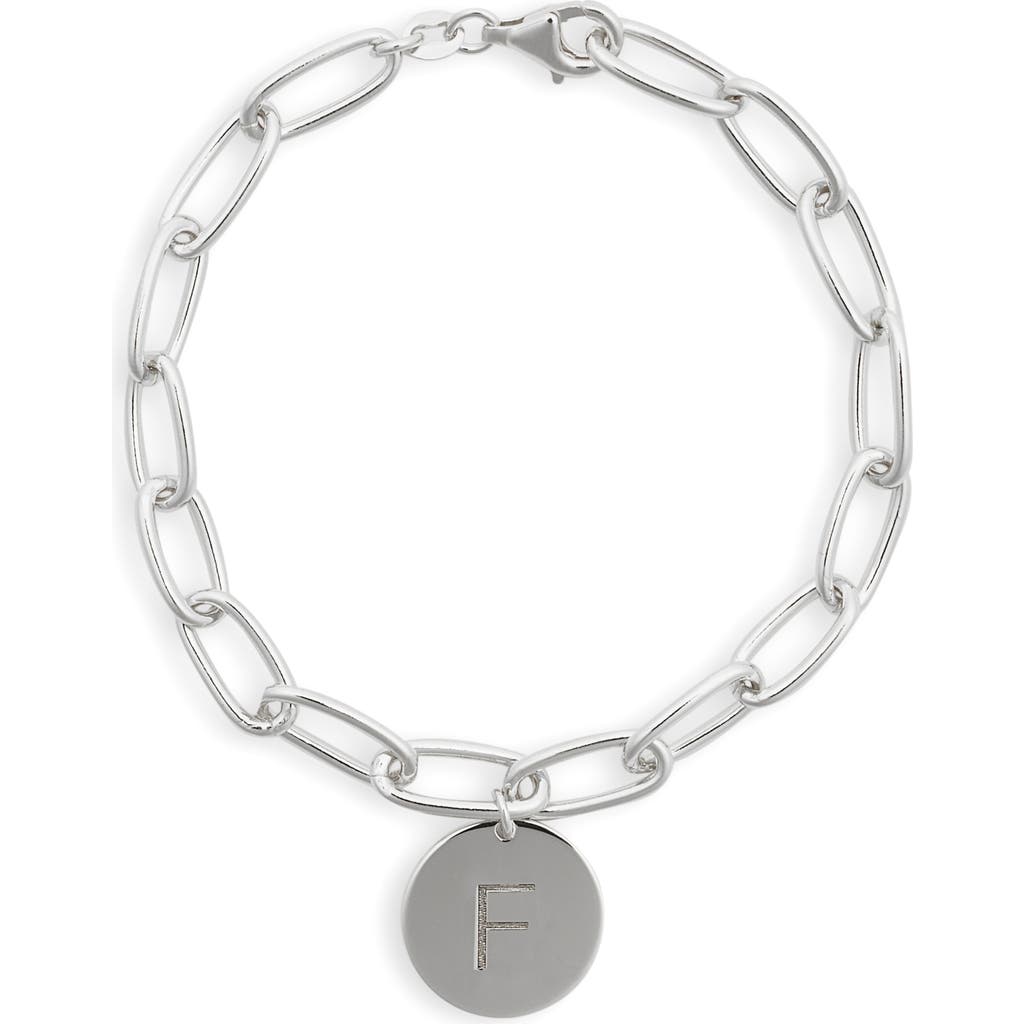 Meshmerise Initial Disc Charm Bracelet In White-f