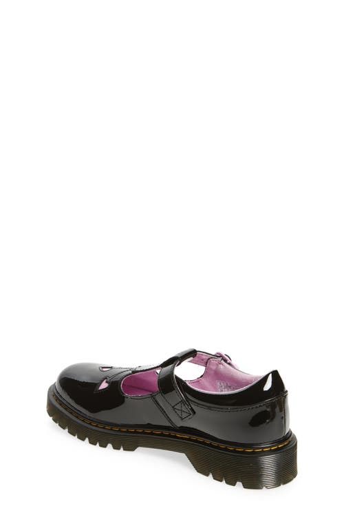 Shop Dr. Martens' Dr. Martens Kids' Bex Heart T-bar Mary Jane In Black And Pink Patent Lamper