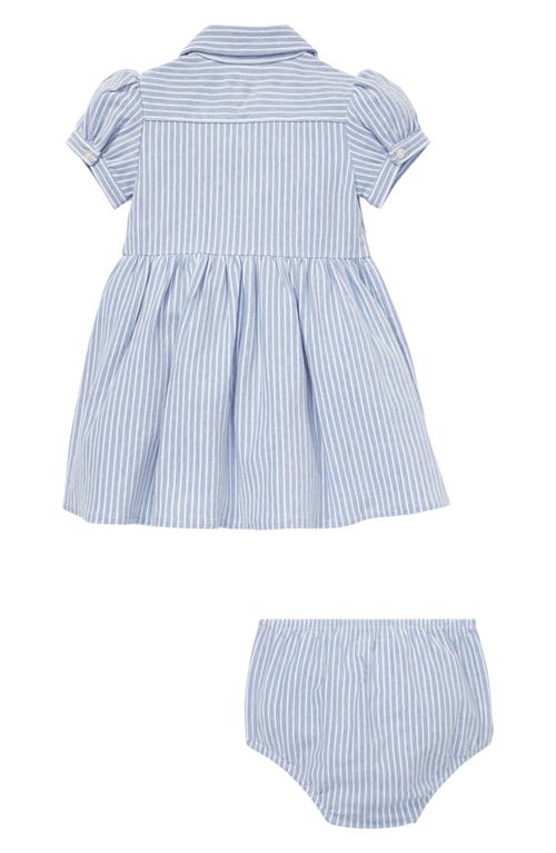 Shop Ralph Lauren Oxford Stripe Piqué Dress & Bloomers In Harbor Island Blue/white