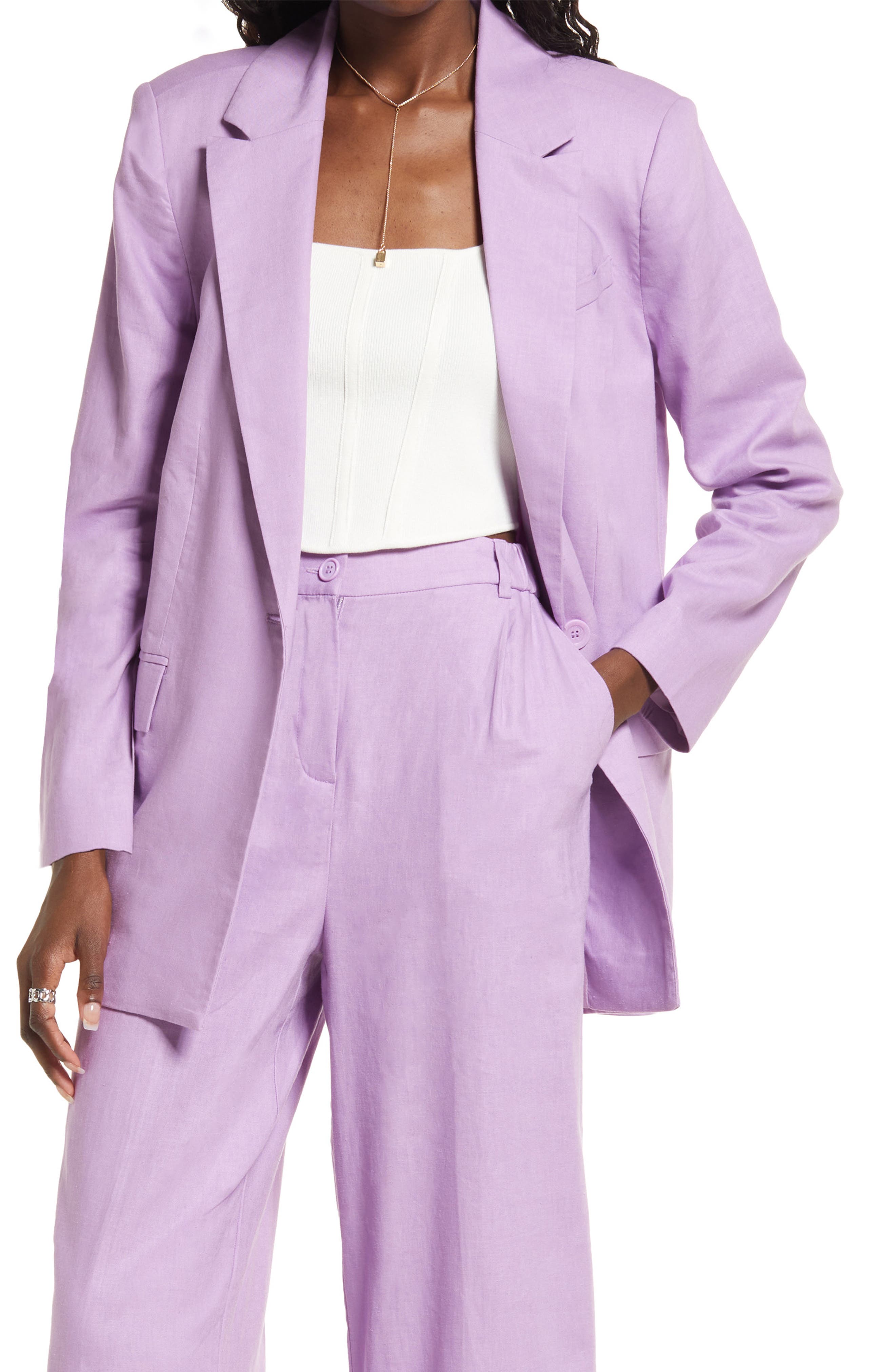 LeSuit Womens 2 Button Mini Stripe Pant Suit Business Suit Pants Set