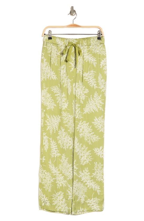 Shop Rebecca Taylor Fleur Silk Blend Pajama Pants In Arden Fern Linen Combo