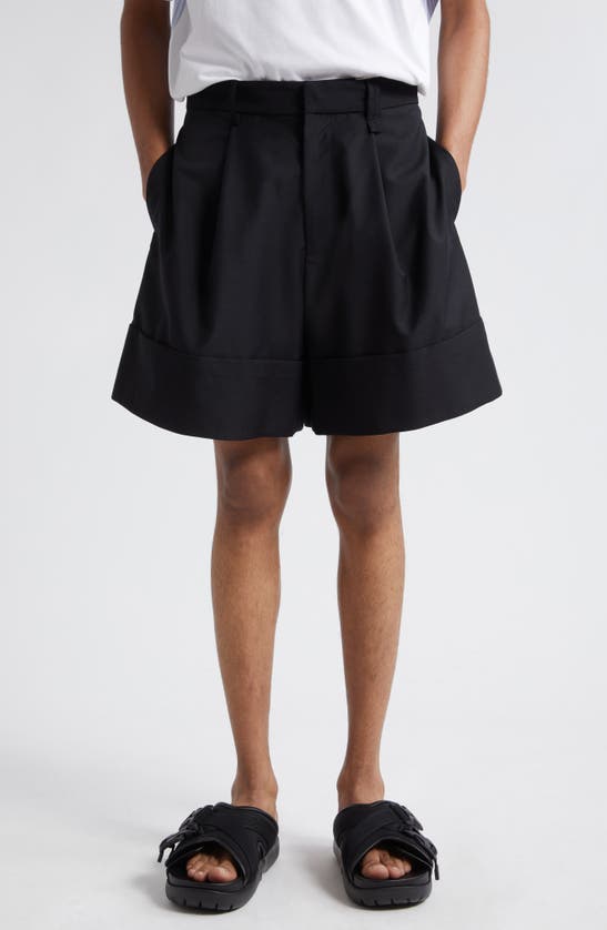 Shop Simone Rocha Sculpted Newsboy Tailored Shorts In Black