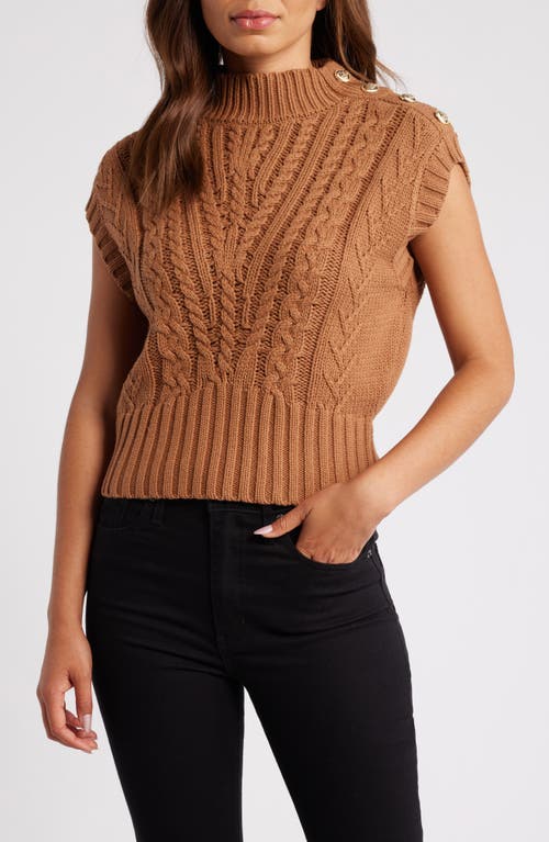 Shop Zoe And Claire Mock Neck Sweater Vest In Caramel