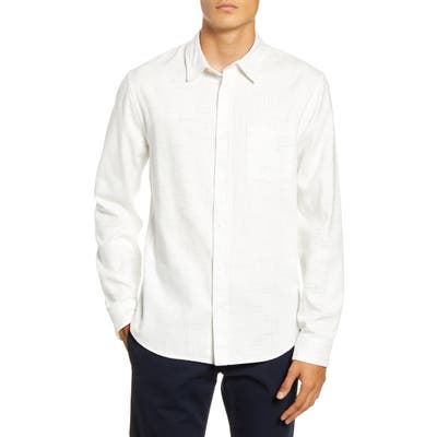 Vince Regular Fit Button-Up Flannel Shirt, White