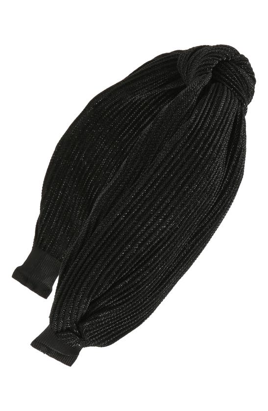Tasha Center Knot Glitter Headband In Black Silver