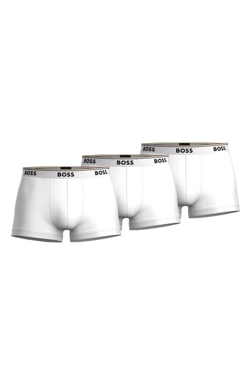 Shop Hugo Boss Boss 3-pack Power Stretch Cotton Trunks In White