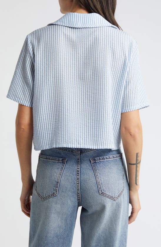 Shop Noisy May Luna Tie Front Crop Shirt In Bright White Stripesallure
