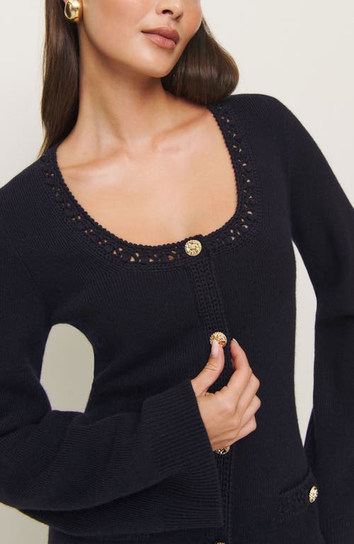 Shop Reformation Priscilla Long Sleeve Wool Sweater Dress In Navy