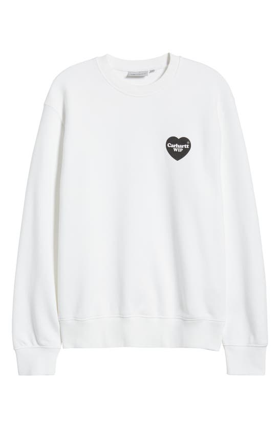Shop Carhartt Heart Bandana Logo Cotton Blend Graphic Sweatshirt In White / Black Stone Washed