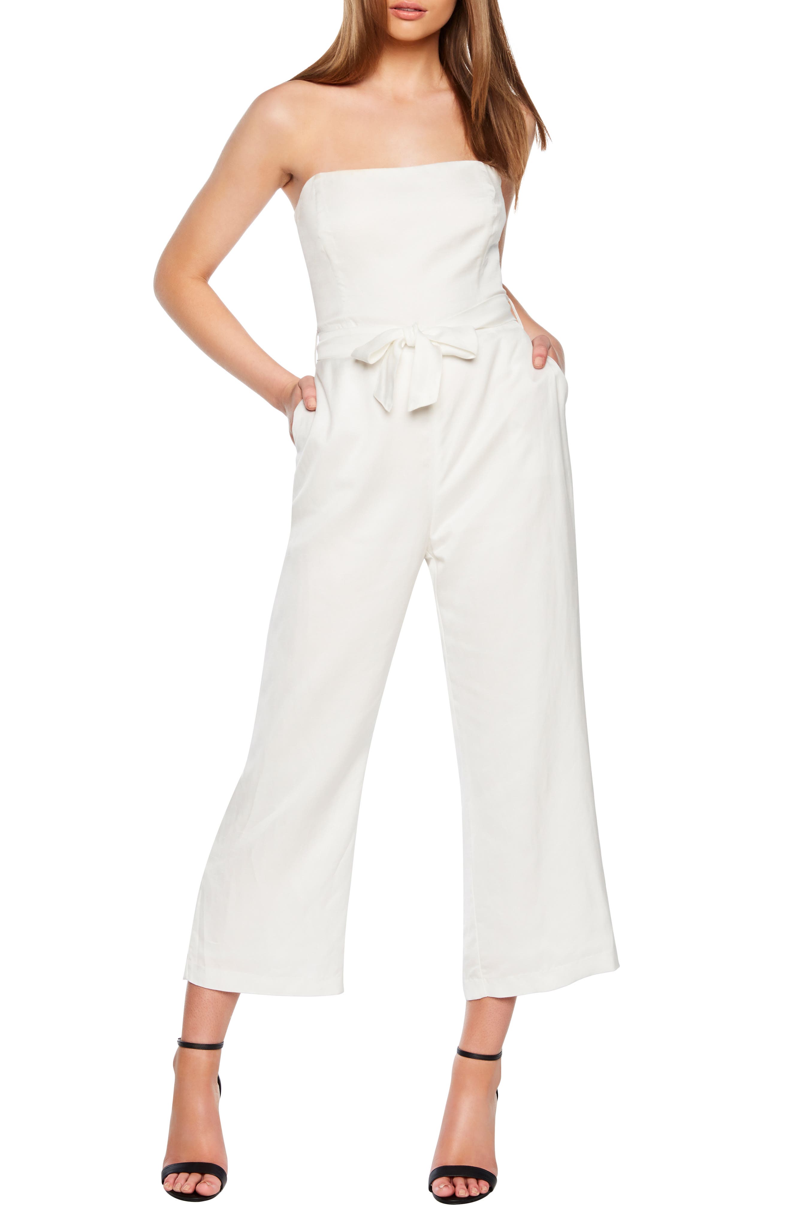 bardot cropped jumpsuit
