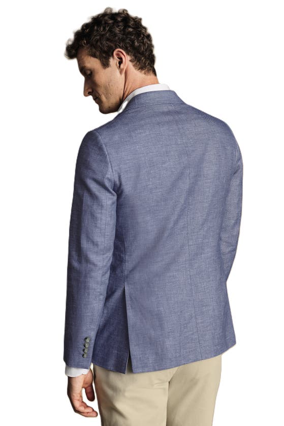 Shop Charles Tyrwhitt Linen Cotton Slim Fit Jacket In Cobalt Blue