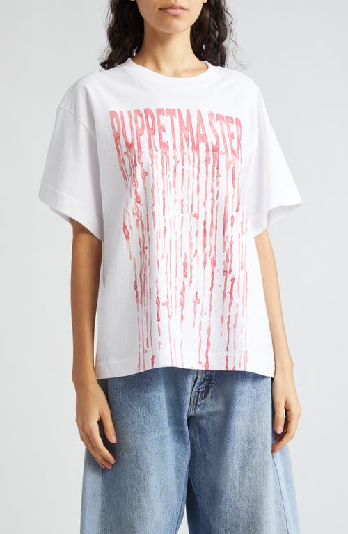 Puppetmaster Cotton Graphic T-Shirt in White/Red