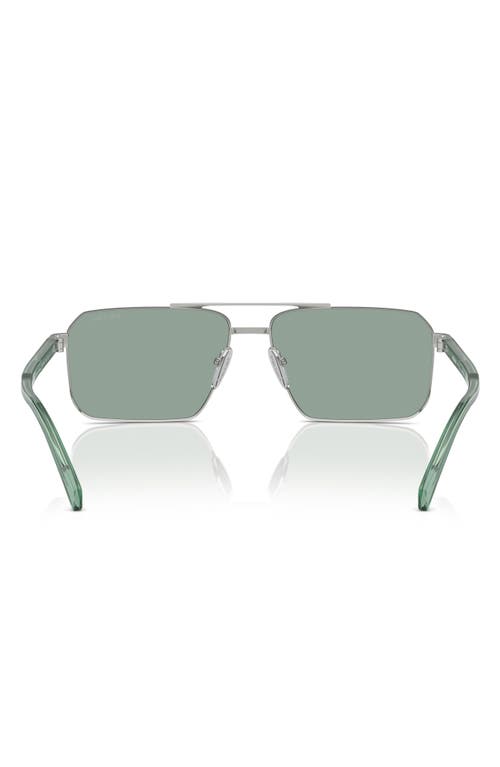 Shop Prada 58mm Rectangular Sunglasses In Silver/teal