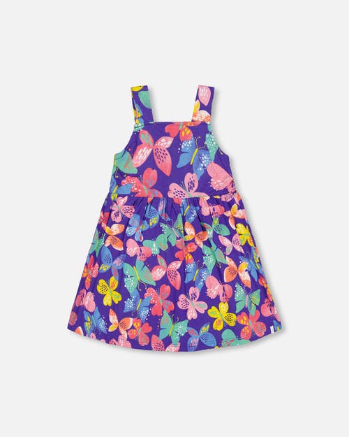 Deux Par Deux Girl's Sleeveless Dress Printed Colorful Butterflies at Nordstrom