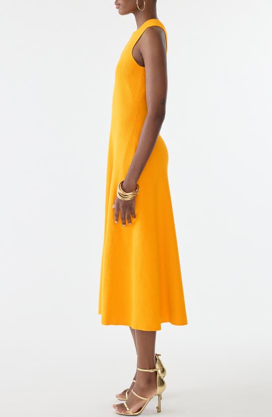 Shop Gstq Cutout Sleeveless Sweater Dress In Saffron