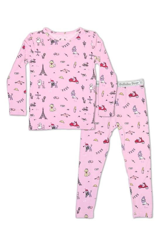 Bellabu Bear Kids' Baby Girl's, Little Girl's & Girl's French Poodle Long-sleeve Shirt & Pants Pajama Set In Light Purple