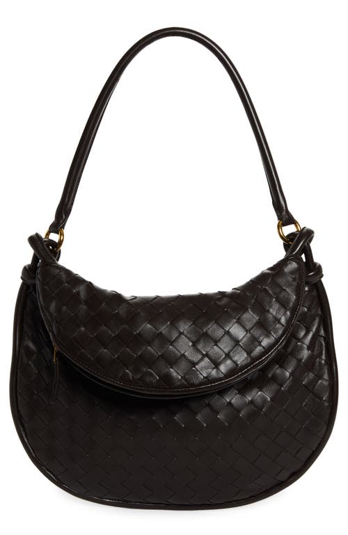 Shop Bottega Veneta Medium Gemelli Intrecciato Shoulder Bag In Fondant/brass