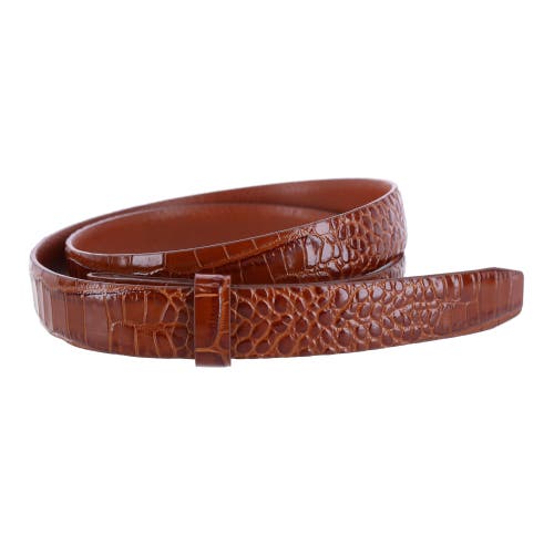 Shop Trafalgar 25mm Gator Embossed Leather Belt Strap In Chestnut