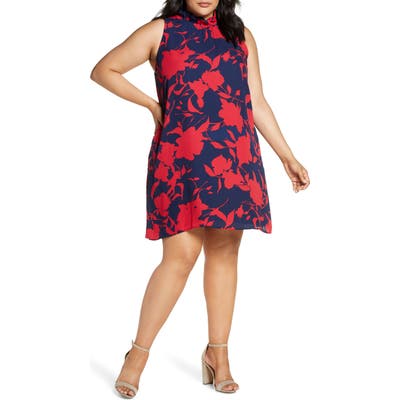 Plus Size Gibson X Hi Sugarplum! Cavallo Ruffle Neck Date Dress, Blue