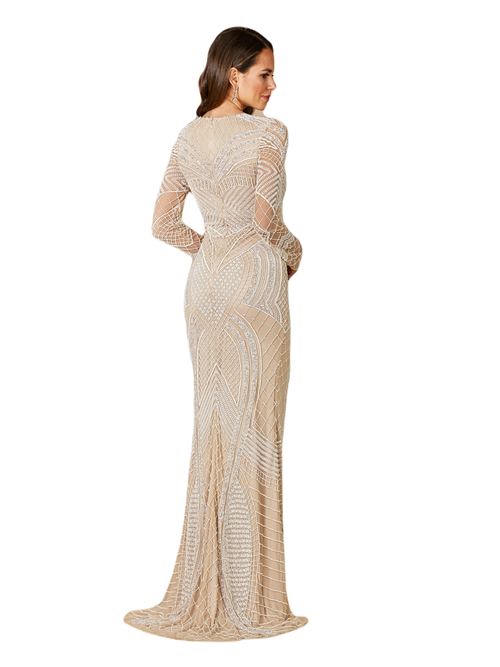 Lara New York Haley Beaded Dress Nude/ivory Bridal In Ivory