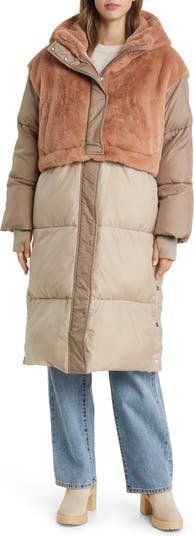 Keely Convertible Faux Fur Hooded Puffer Coat